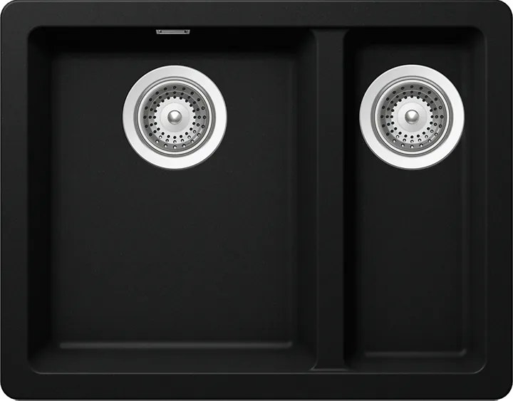 Schock Soho N-150 konyhai mosogatótálca Cristadur Puro 550 x 430 mm, gránit kompozit, megfordítható, hagyományos beépítés/munkalap alá építés, intenzív fekete