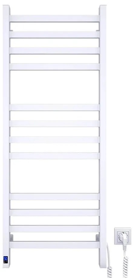 Fürdőszobai létrás törölközőszárító radiátor termosztáttal AVANGARD 459W/230V 120,6cm IP44 fehér jobb oldali