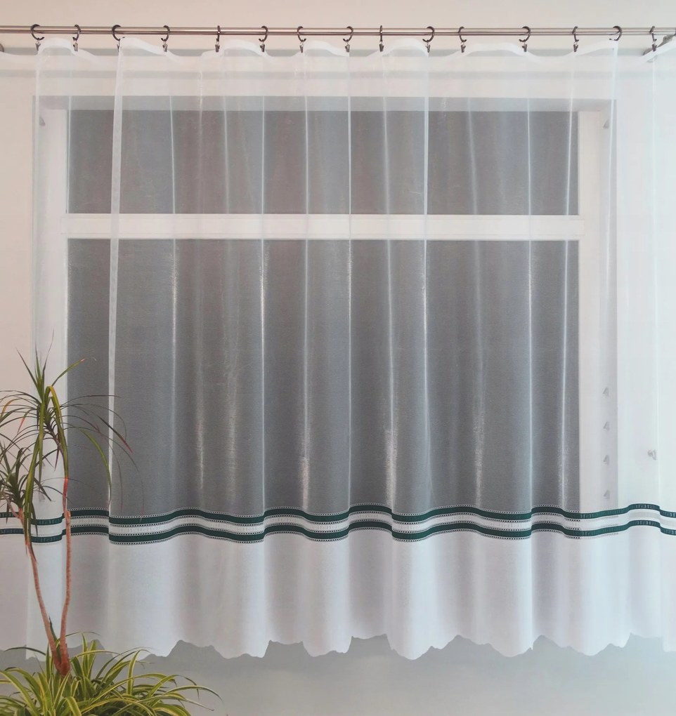 Mg Függöny 355502 Fehér zöld 300x250cm kész M