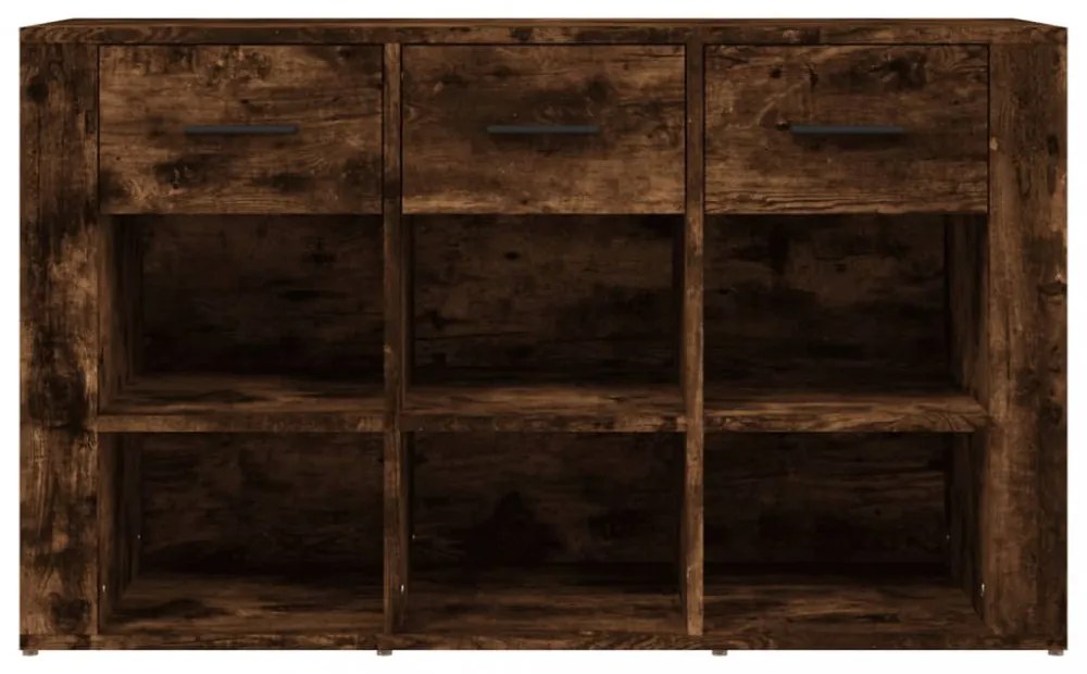 füstös tölgy színű szerelt fa tálalószekrény 100x30x59,5 cm