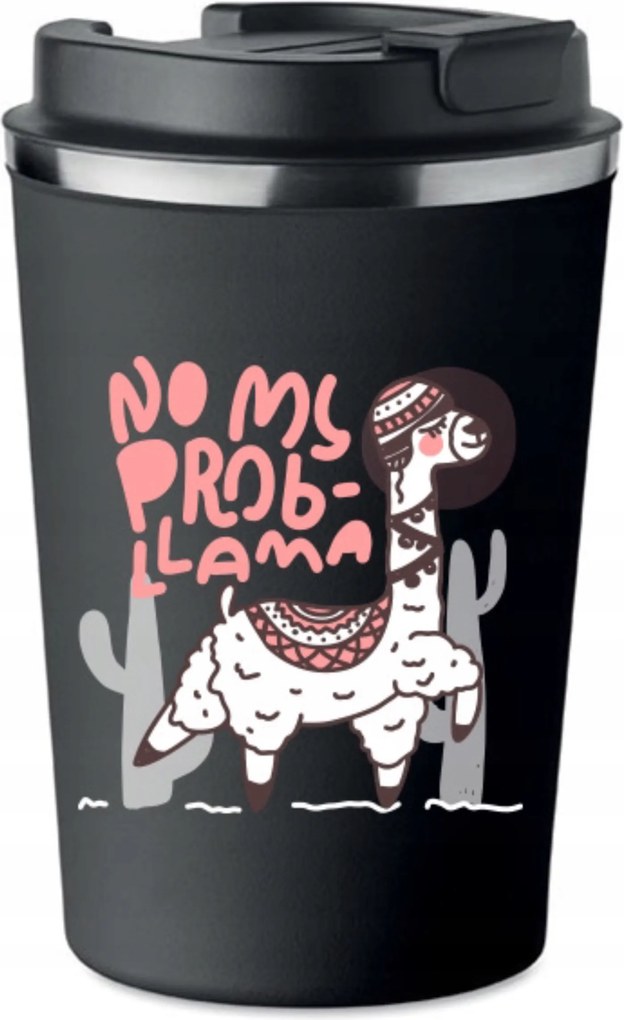 Prémium termo bögre nyomott mintával No My Problem Lama 350ml 0,35l KT_009