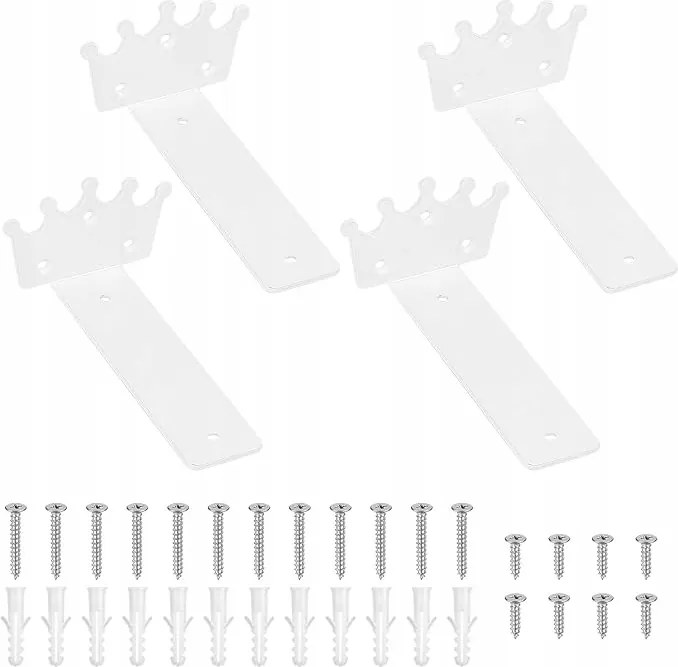 4x Polctartó Dekoratív Fehér Korona 15cm Fali tartók