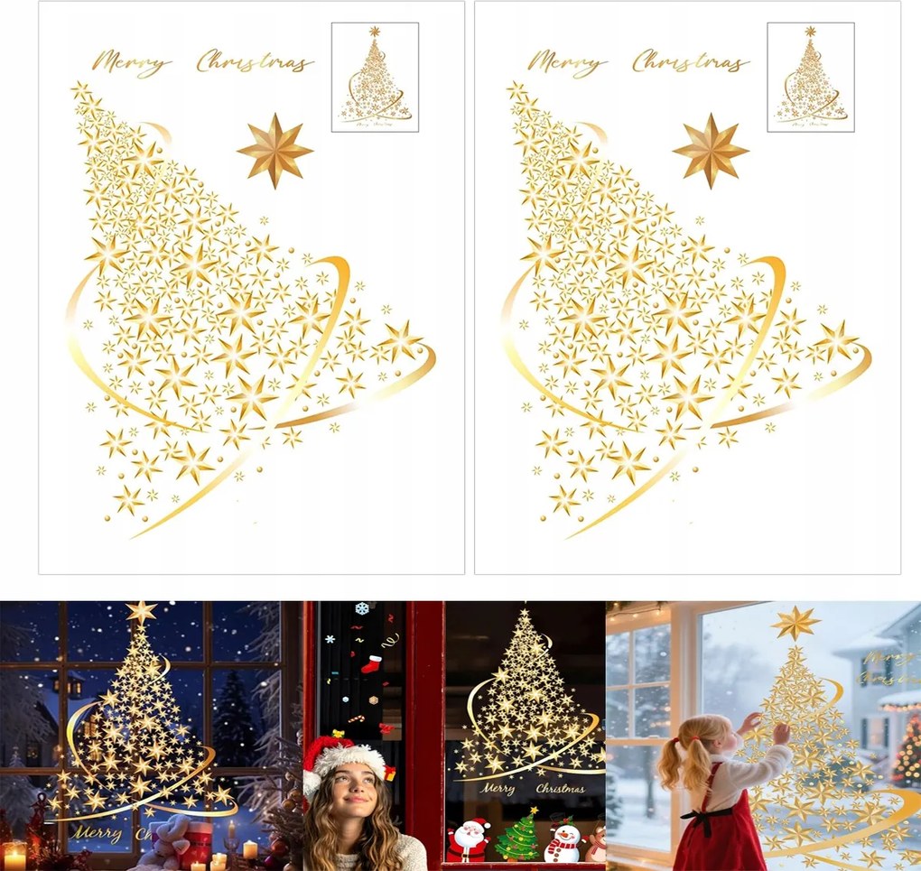 Karácsonyi Matricák Ablak Üveg Díszek Karácsonyfa Karácsony 2X