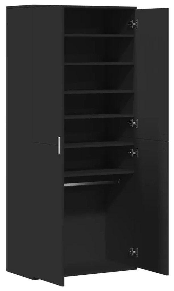 fekete szerelt fa cipősszekrény 80 x 39 x 178 cm