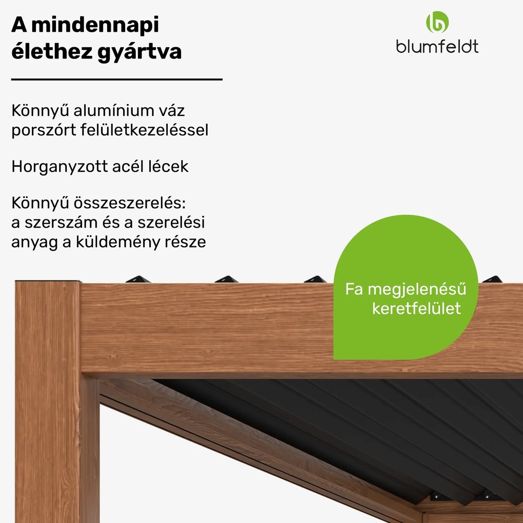 LuminaHaven Pergola 3x3 Horganyzott acél Fa színű