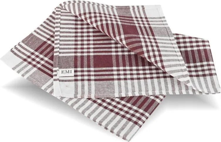 EMI bordó kockás konyharuha szett 3 db
