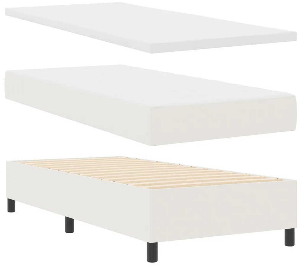 Box Spring Ágy matraccal Krém 80x200 cm Bordázott Szövet