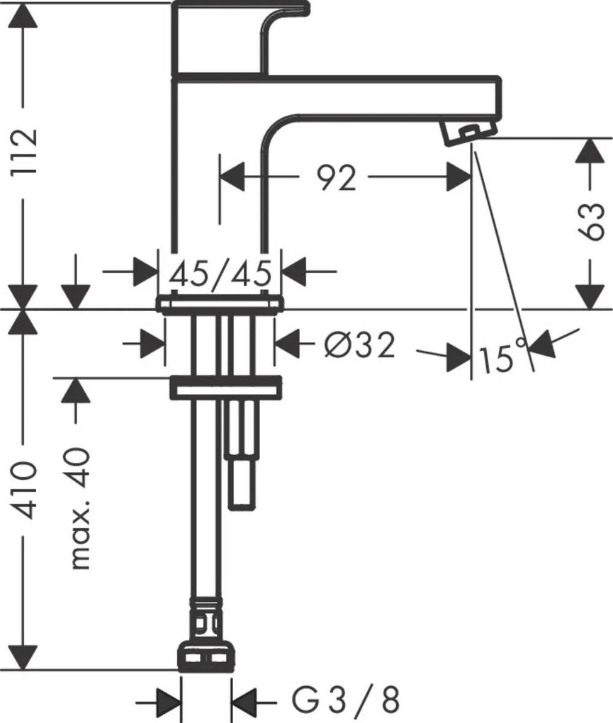 Hansgrohe Vernis Shape, 70-es állószelep hidegvízhez lefolyókészlet nélkül, króm, HAN-71592000