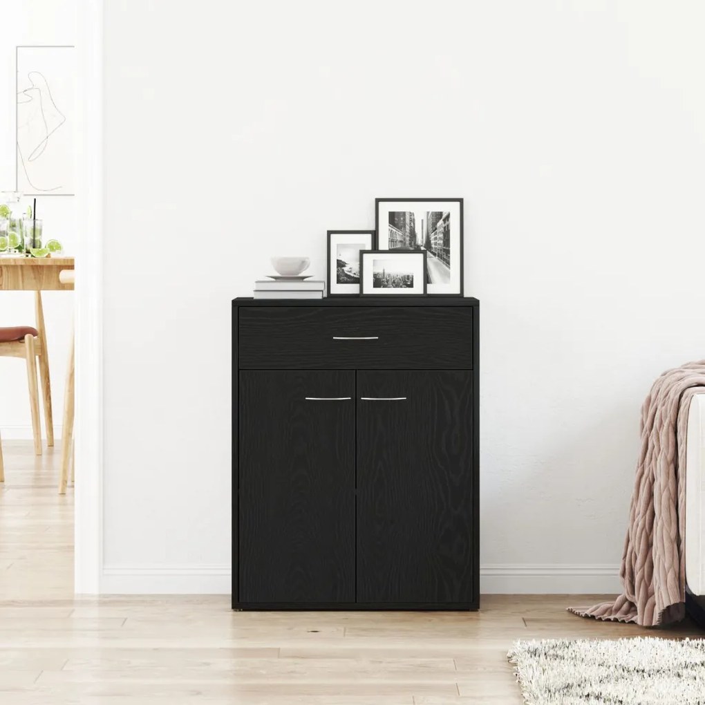 Fekete tölgy oldalszekrény 60x30x75 cm MDF-ből