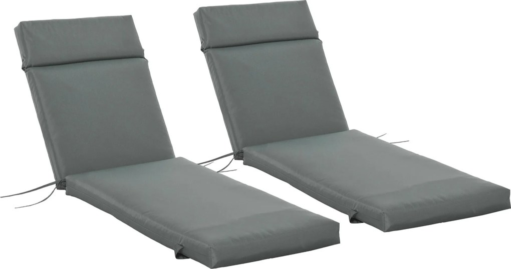 Outsunny 2 db Függőágy Párna 196x55x8 cm Párnázott Mattress Kerti Székhez Teraszra Erkélyre Szürke | Aosom
