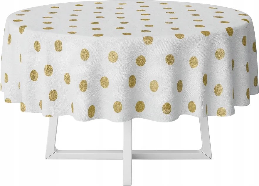 Abrosz Cerata Fehér Arany Pöttyös Kerek Vastag Kör 140 cm
