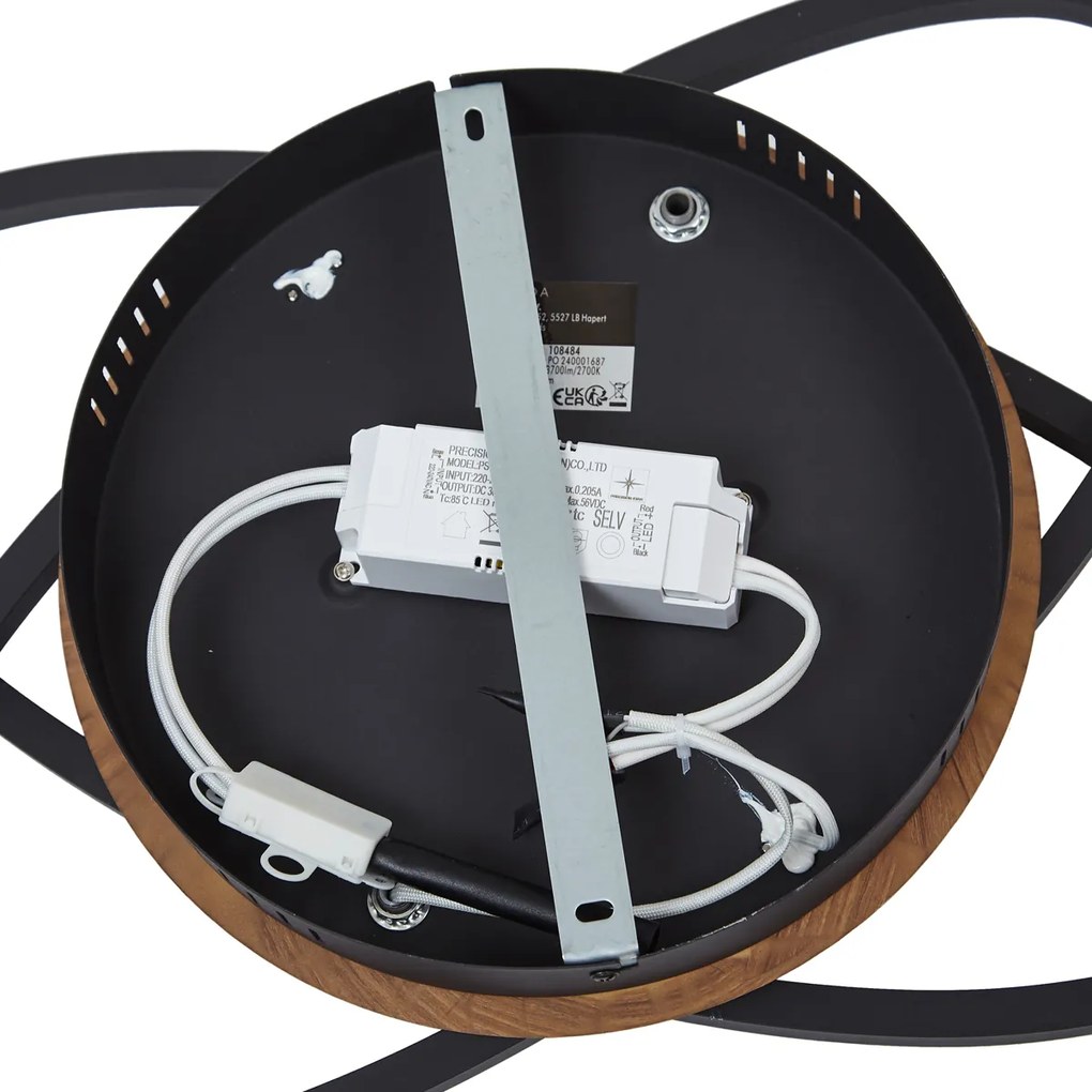 Mennyezeti lámpa fekete diófa színnel, LED-del, 3 fokozatban dimmelhető, 2-lámpás - Kane