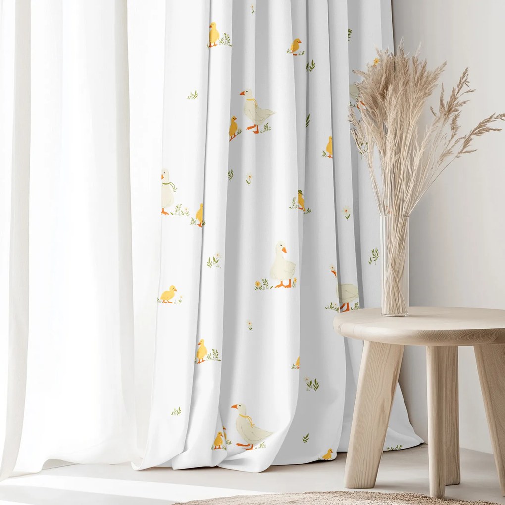 Goldea húsvéti pamut függöny - kacsák 160x150 cm