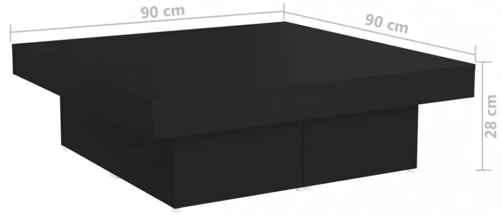 fekete szerelt fa dohányzóasztal 90 x 90 x 28 cm