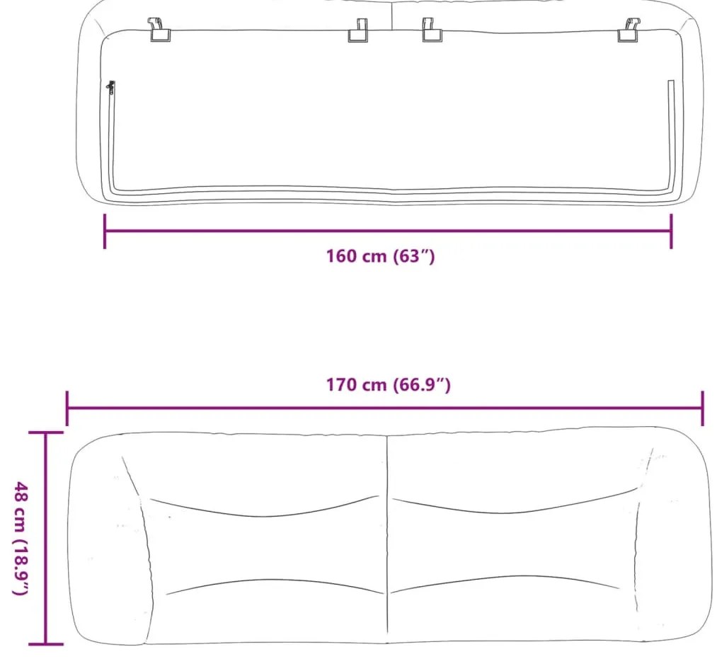 cappuccino színű műbőr fejtámla párna Hvar 160 cm