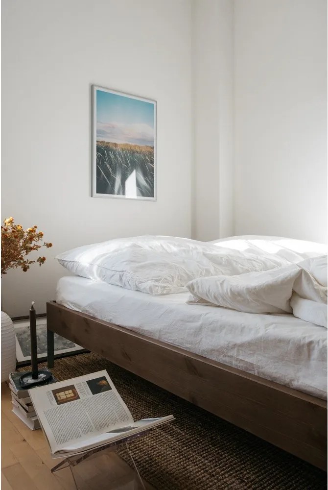 Barna borovi fenyő franciaágy ágyráccsal 140x200 cm Core – Karup Design