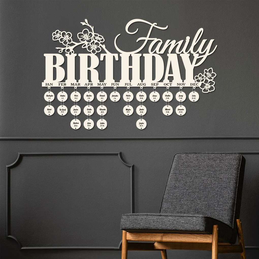 DUBLEZ | Falra szerelhető családi naptár - Family Birthday