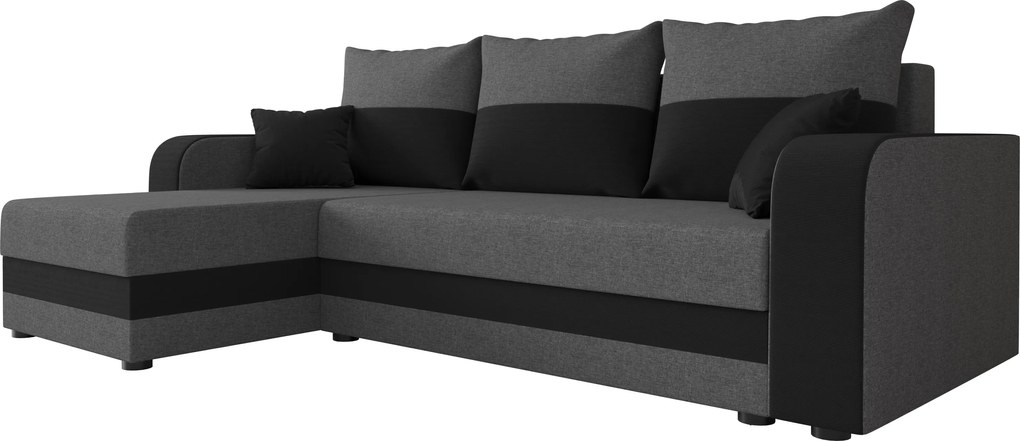 Ágyazható, kétoldalas L alakú kanapé VALERIO 238x140 cm, sötétszürke/antracit színű + 2 db díszpárna INGYEN