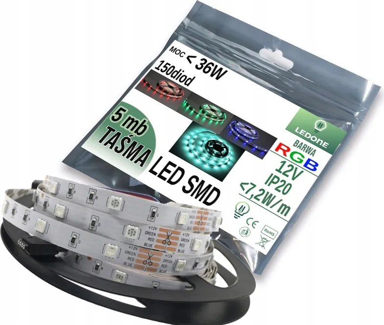 Rgb Szalag Led Szalag 150 SMD5050 5m nem vízálló