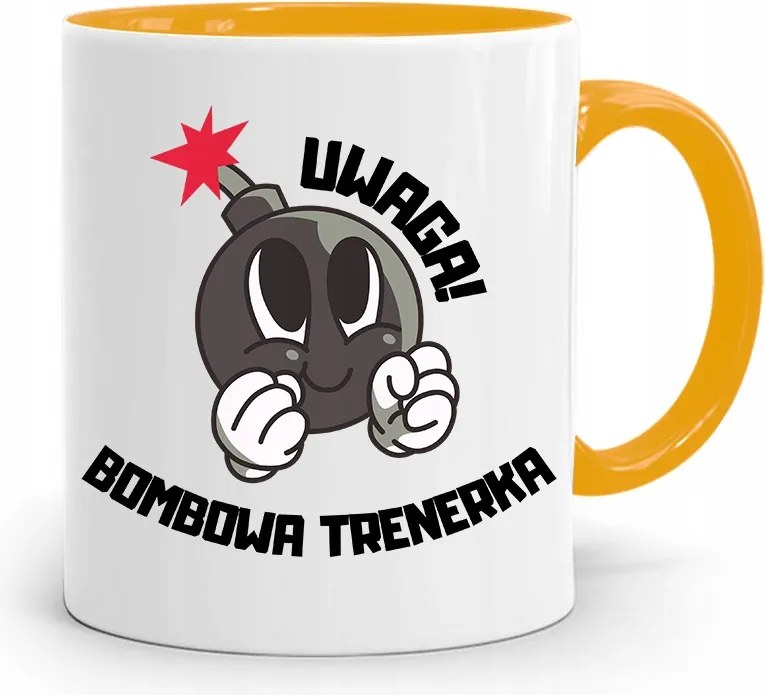 Edzőnőnek Edzőterem Bögre Sárga Ajándék fényképes nyomtatással