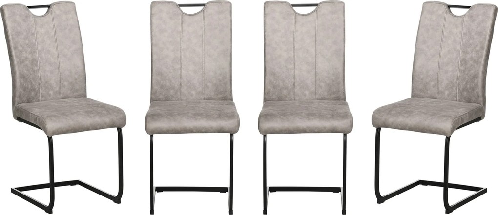 HOMCOM 4 db étkezős szék microfiber kárpittal, acél szán lábakkal és fogantyúval ellátott konyhaszék szürke háttámlával | Aosom