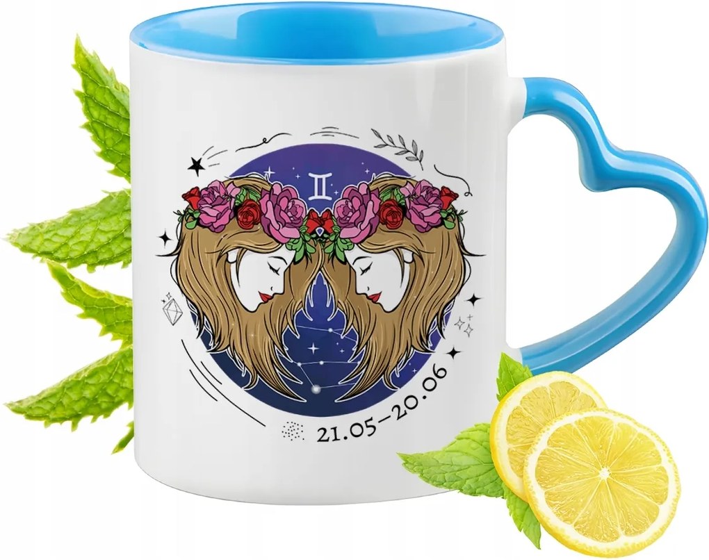 Zodiákus Kék Bögre Szív Alakú Füllel Ajándék