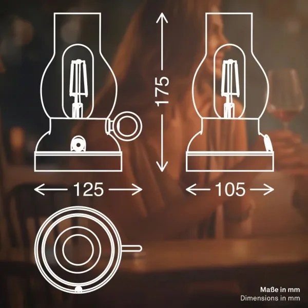 Brilo - KANEA dimmelhető, kültéri, újratölthető LED asztali lámpa 1,5W/5V IP44 1200mAh antracit