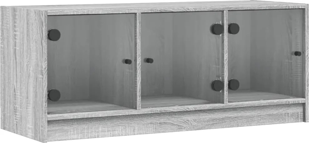 vidaXL szürke sonoma színű TV-szekrény üvegajtókkal 102 x 37 x 42 cm