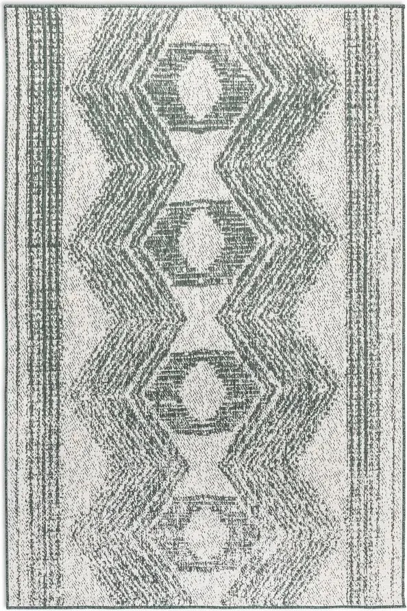 Teraszszőnyeg 160x230cm,zöld krémszínű kétoldalas lapos szövésű zsinóros