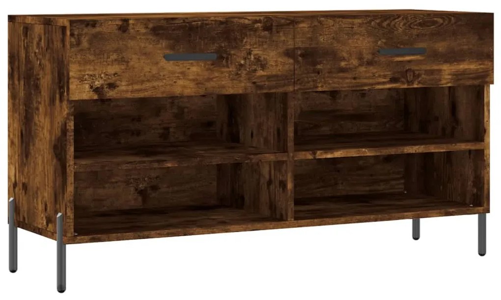 füstös tölgy színű szerelt fa cipőpolc 102x35x55 cm