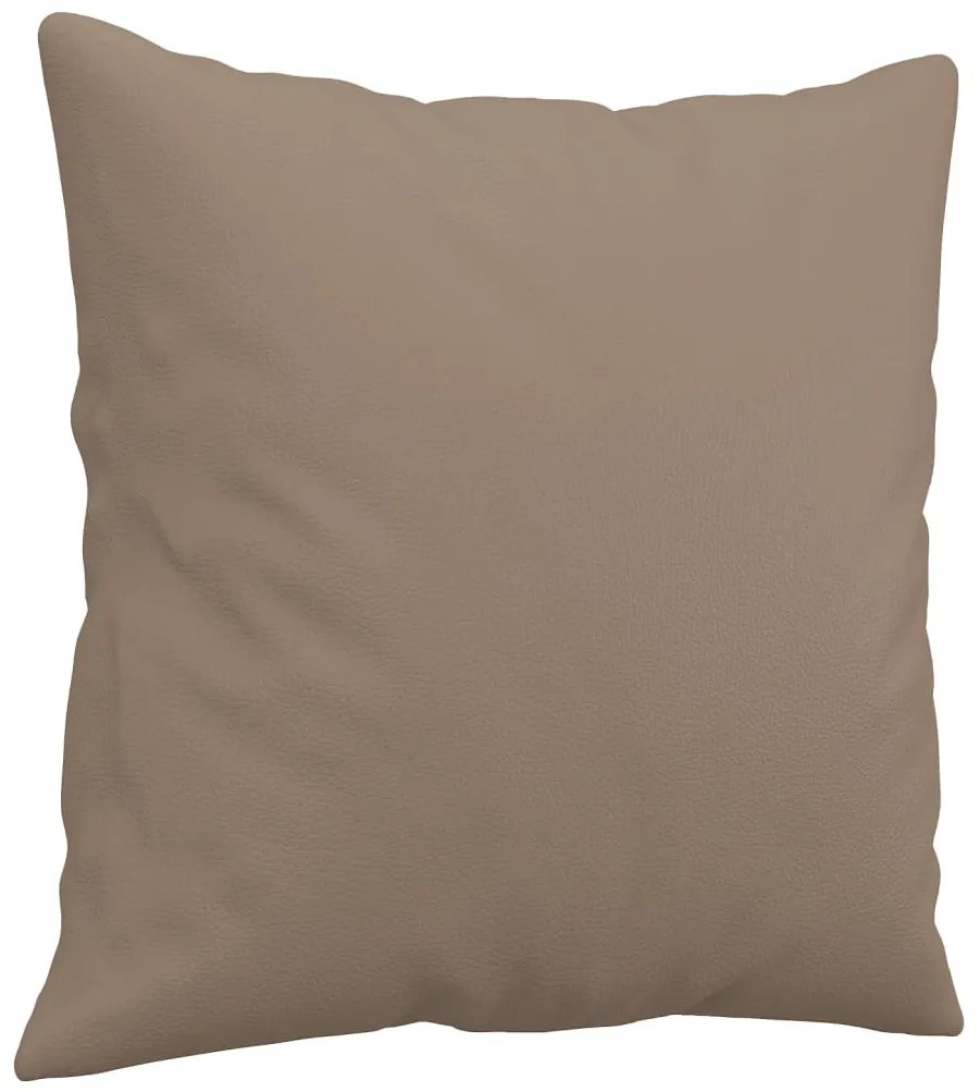 2 személyes cappuccino színű műbőr kanapé díszpárnákkal 120 cm