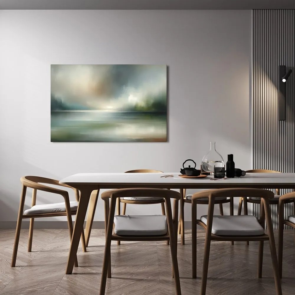 Kép ködös panoráma víztükörrel
