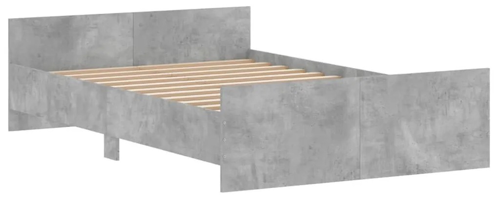 betonszürke ágykeret fej- és lábtámlával 120 x 190 cm