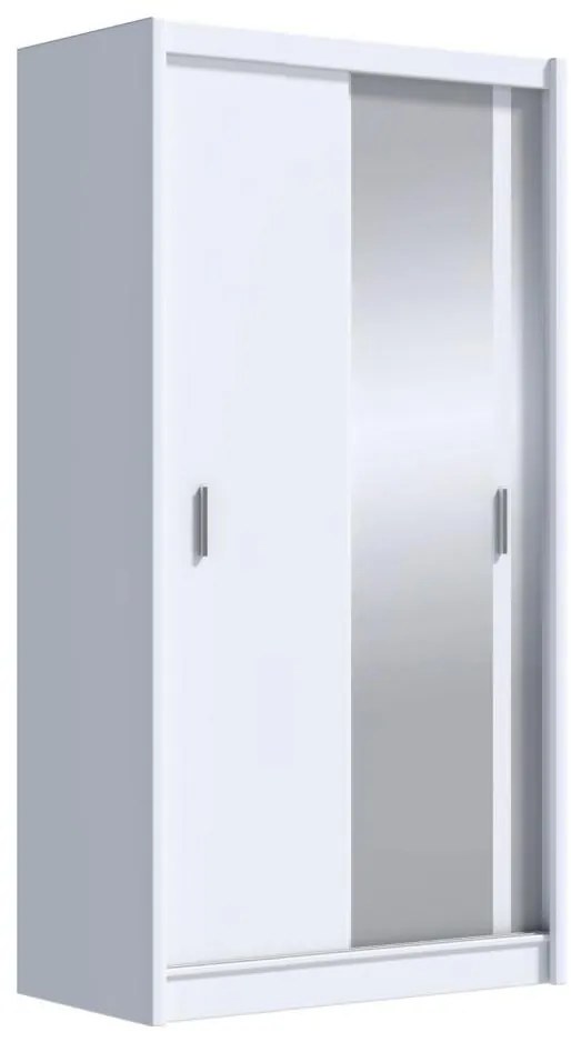 SABRINA gardróbszekrény tükörrel, 120x215 cm, fehér