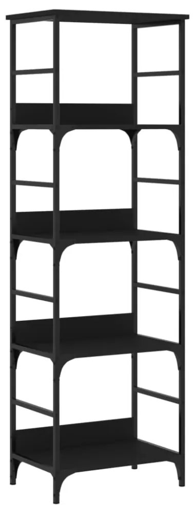 fekete szerelt fa könyvespolc 50 x 33 x 153 cm