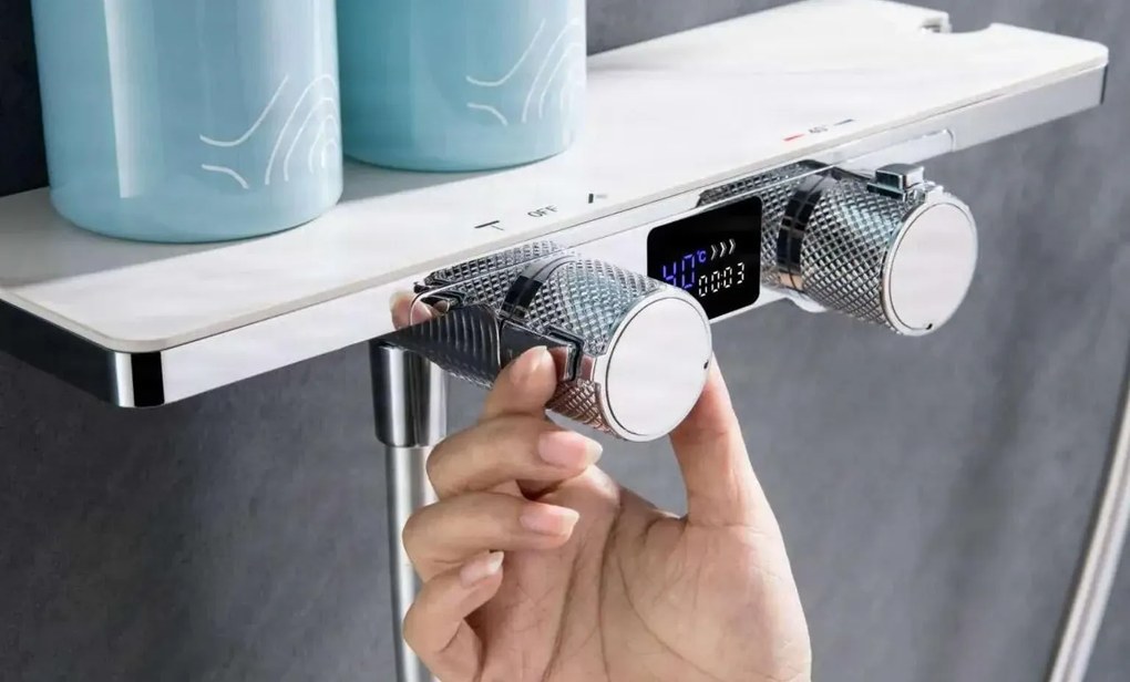 Termosztátos zuhanyrendszer ELITE EDITION BBT2053 LED-kijelzővel, több színváltozatban — Króm-kő