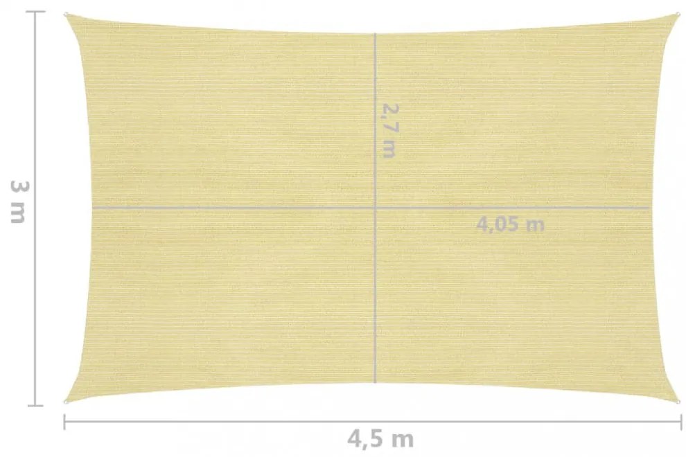 bézs HDPE napvitorla 160 g/m² 3 x 4,5 m