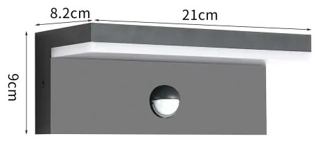 Brilagi-LED TESSI kültéri fali lámpa érzékelővel LED/10W/230V antracit IP54