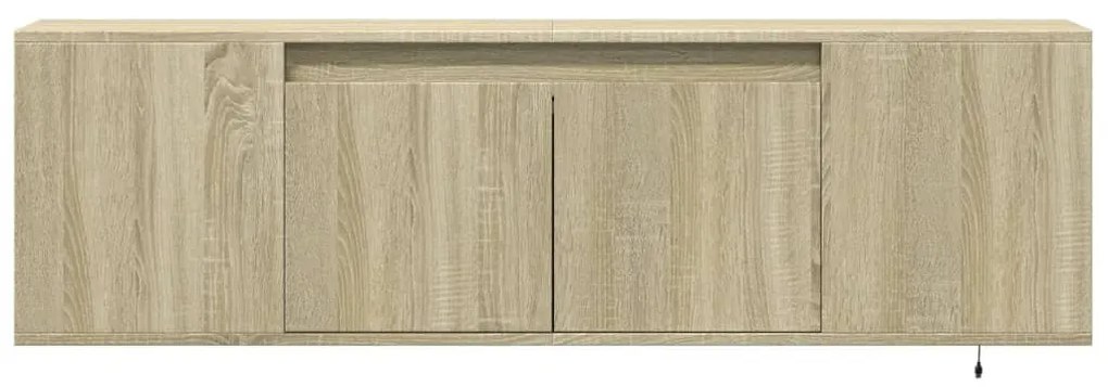 sonoma tölgy színű fali TV-szekrény LED-ekkel 135x31x39,5 cm