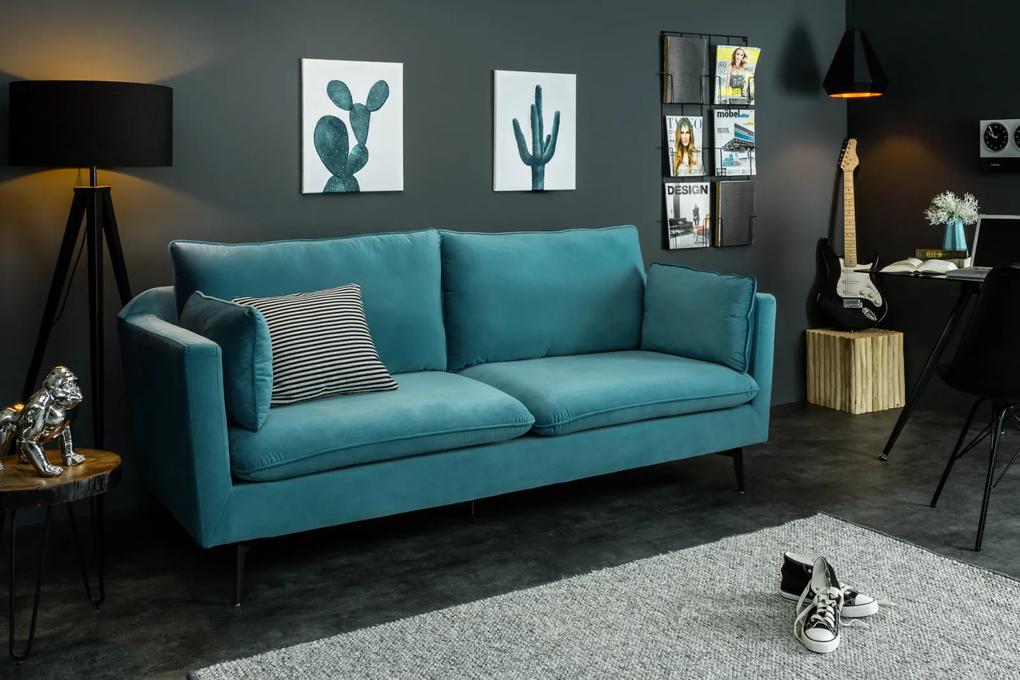 HIGHLIGHT  design bársony kanapé - 210cm - kék