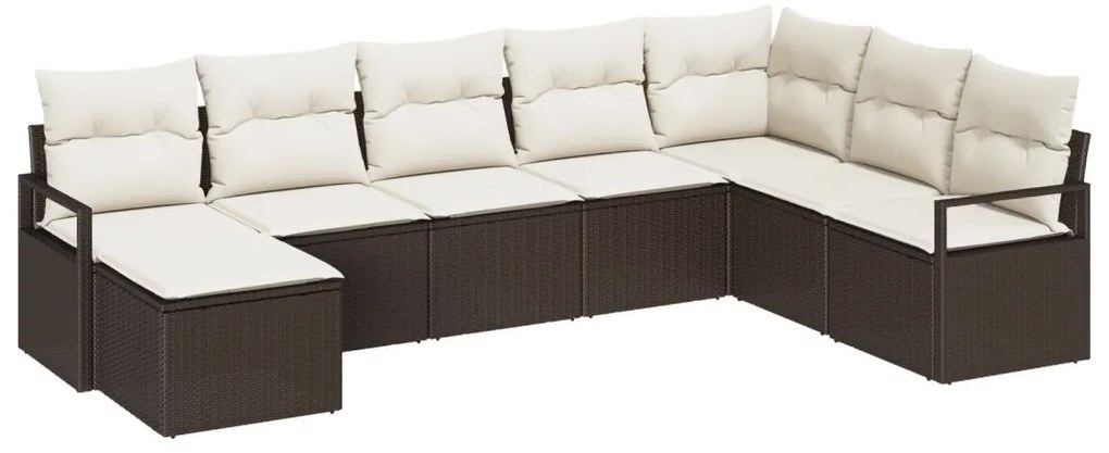 8 darabos kerti kanapé szett párnákkal Barna polyrattan, 2 személyes kerti kanapé párnákkal Barna polyrattan