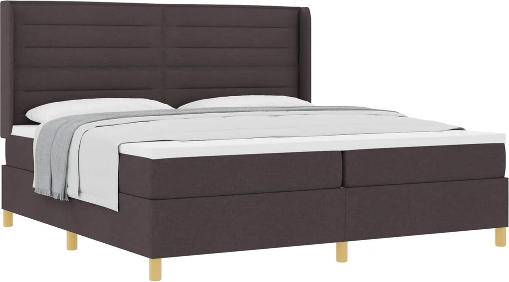 vidaXL Boxrugós ágy matracmal Sötét Barna 200 x 200 cm szövet