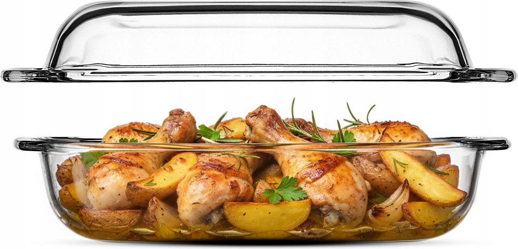 Hőálló Üveg Edény Fedővel Tartós 4,1L