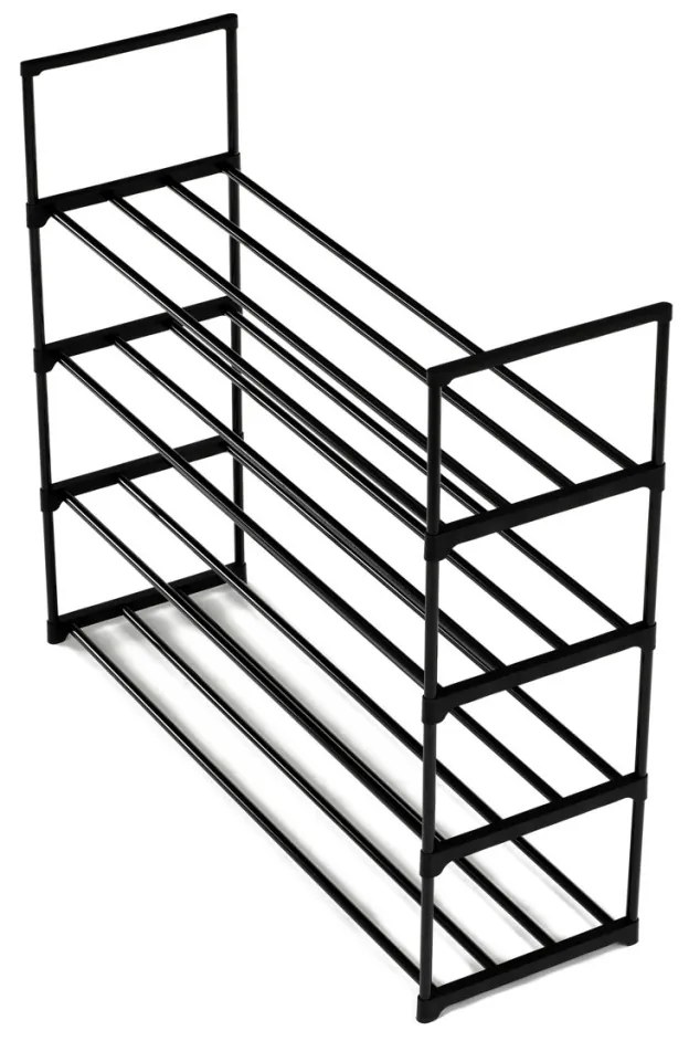 Dulap pentru pantofi, cu 4 rafturi, din metal negru