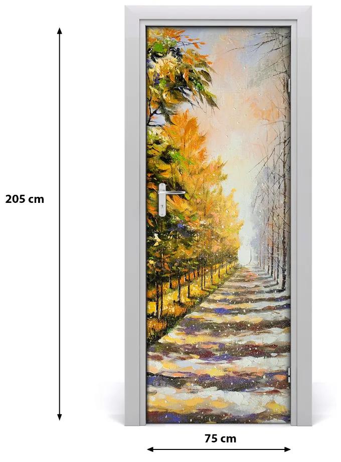 Ajtóposzter öntapadós Ősszel és télen 75x205 cm