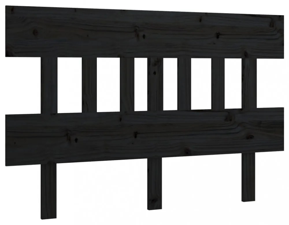 fekete tömör fenyőfa ágyfejtámla 203,5x3x81 cm