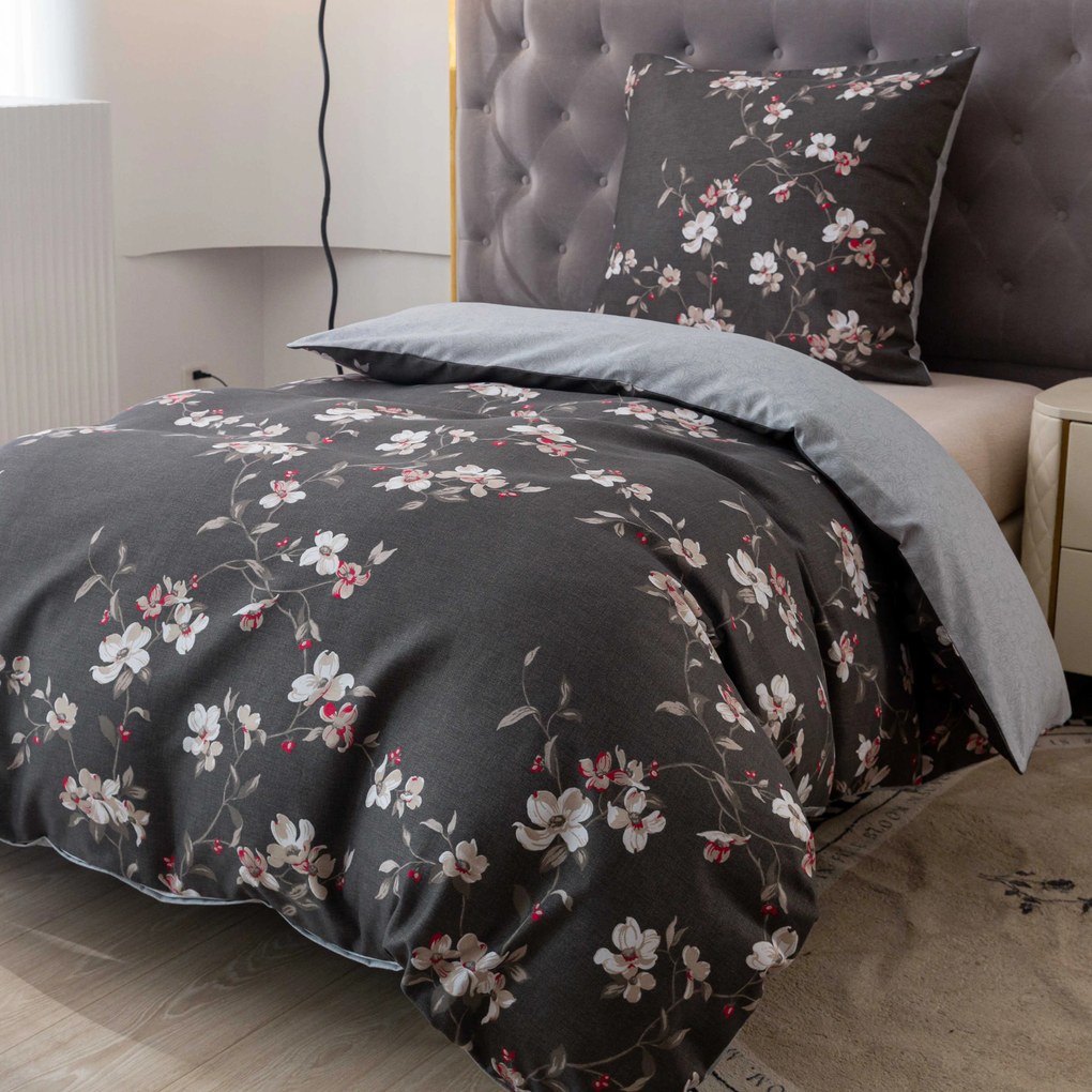 BLOSSOM szürke mikroszálas flanel ágyneműhuzat Ágyneműhuzat mérete: 70 x 90 cm | 140 x 200 cm