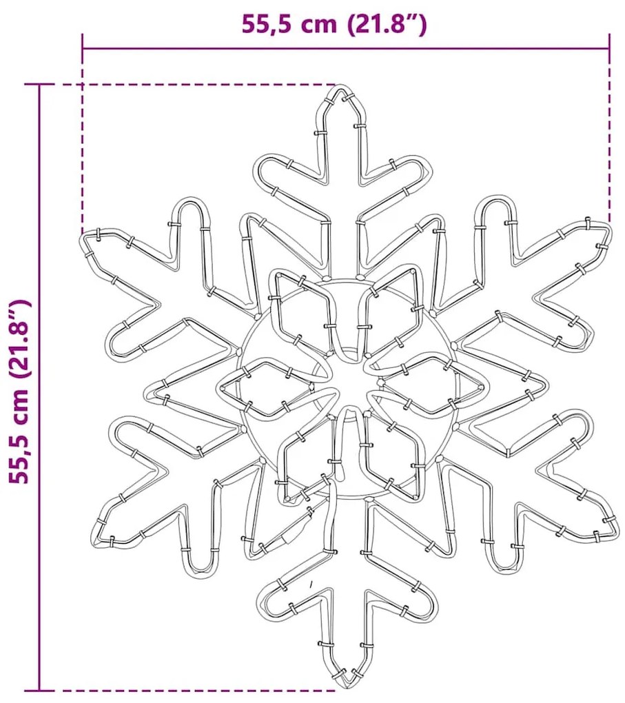 Karácsonyi Hópehely 156 LED-del Kék 55,5 x 55,5 x 0,75 cm PVC