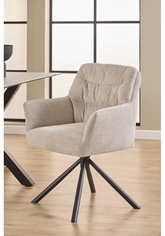 Bézs kárpitozott karfás étkezőfotel Alonso – Actona