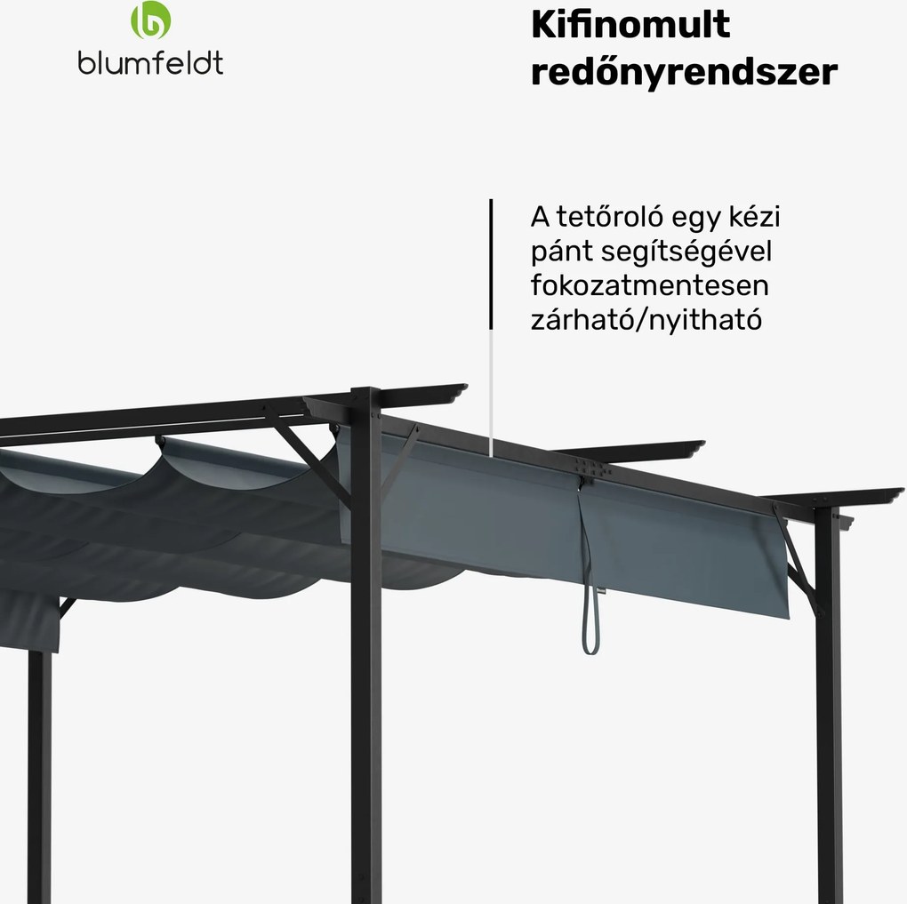 Blumfeldt Pantheon Robust Pergola, 3x3 m időjárásálló porszórt acél